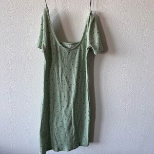 H&M green w roses mini dress | S | never worn